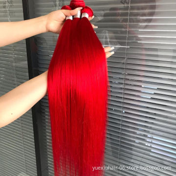Brazilian Red Color Straight Remy Human Hair Bundles Wholesale 8-40INCH Virgin Double Drawn Hair Extensions Bundle Deals Factory